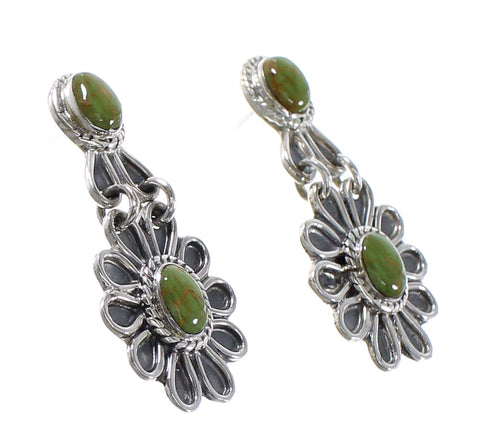 Genuine Sterling Silver Turquoise Jewelry Flower Post Dangle Earrings AX95191