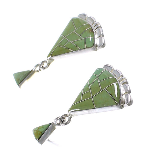 Sterling Silver Turquoise Inlay Post Dangle Earrings AX95580