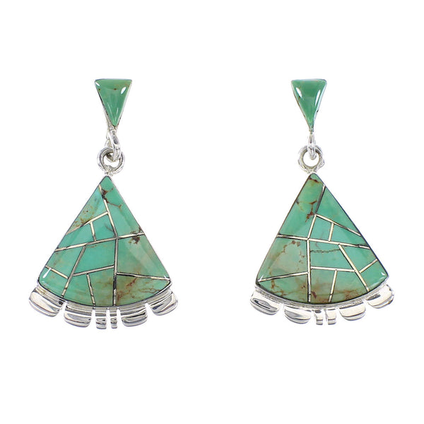 Sterling Silver Turquoise Southwest Post Dangle Earrings AX95581