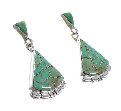 Sterling Silver Turquoise Southwest Post Dangle Earrings AX95581