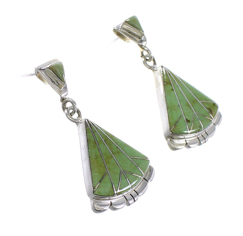 Genuine Sterling Silver Turquoise Post Dangle Earrings AX95588