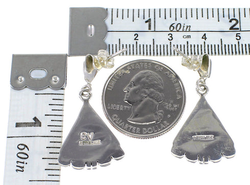 Genuine Sterling Silver Turquoise Post Dangle Earrings AX95588