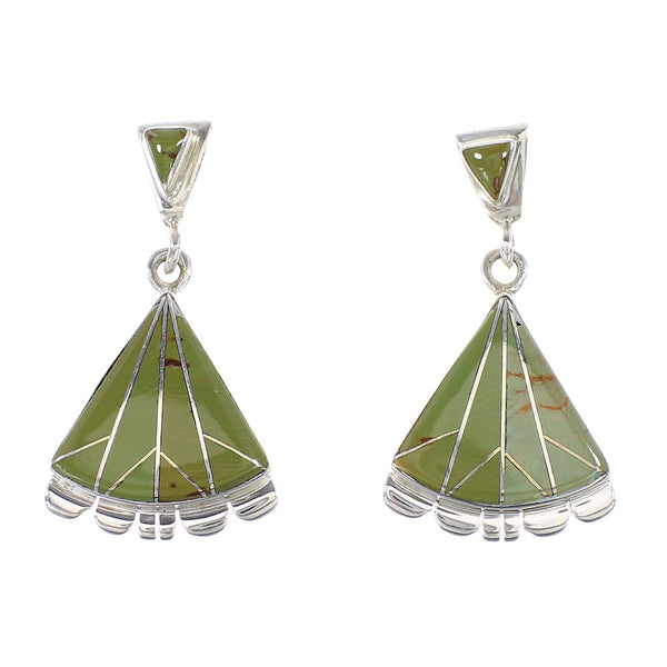Authentic Sterling Silver Turquoise Post Dangle Earrings AX95589
