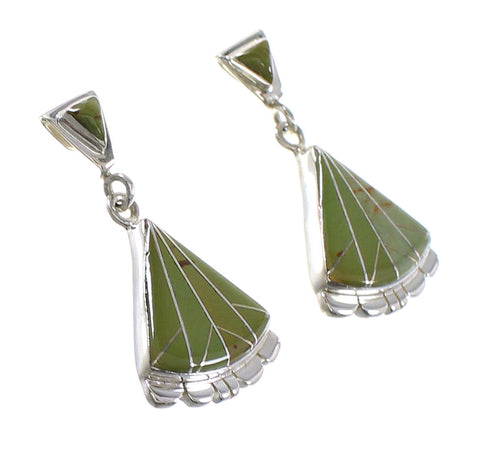 Authentic Sterling Silver Turquoise Post Dangle Earrings AX95589