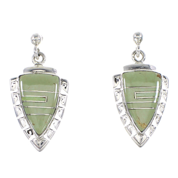 Silver Turquoise Arrowhead And Waterwave Post Dangle Earrings AX95591