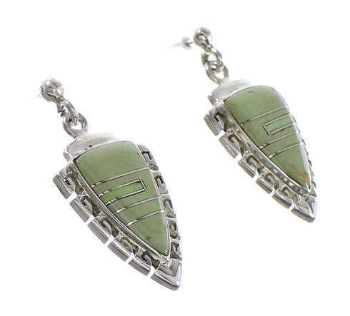 Silver Turquoise Arrowhead And Waterwave Post Dangle Earrings AX95591