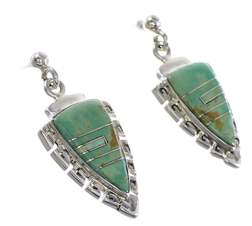 Sterling Silver Turquoise Southwest Arrowhead And Waterwave Post Dangle Earrings AX95594