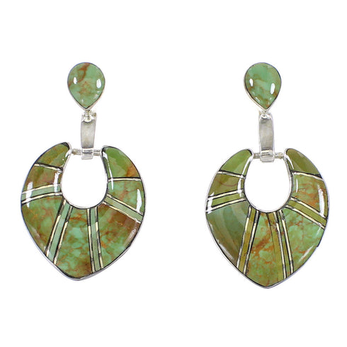 Southwestern Turquoise Genuine Sterling Silver Jewelry Post Dangle Earrings AX95608