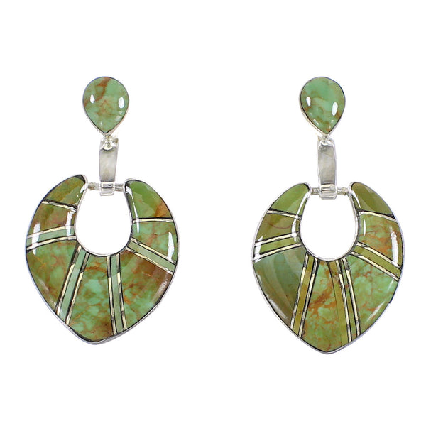 Southwestern Turquoise Genuine Sterling Silver Jewelry Post Dangle Earrings AX95608