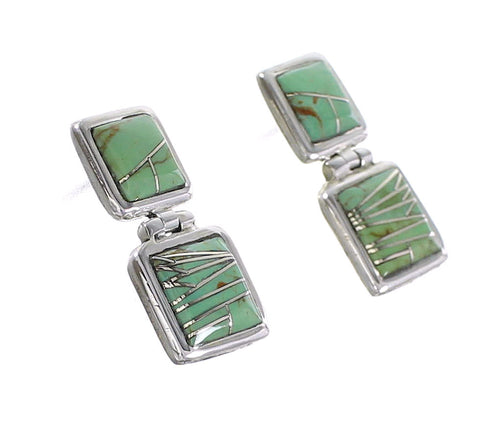 Turquoise Genuine Sterling Silver Post Dangle Earrings AX95668