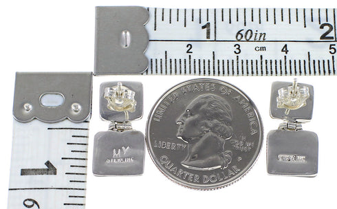 Turquoise Genuine Sterling Silver Post Dangle Earrings AX95668