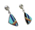 Authentic Sterling Silver Multicolor Inlay Post Dangle Earrings AX95339