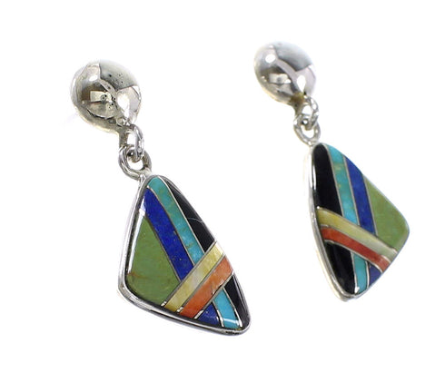 Authentic Sterling Silver Multicolor Post Dangle Earrings AX95340
