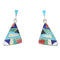 Silver Multicolor Inlay Southwestern Post Dangle Earrings AX95348