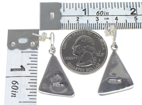 Silver Multicolor Inlay Southwestern Post Dangle Earrings AX95348