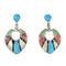 Silver Southwest Multicolor Inlay Post Dangle Earrings AX95352