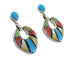 Silver Southwest Multicolor Inlay Post Dangle Earrings AX95352
