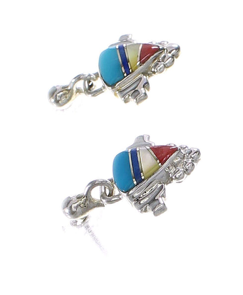 Multicolor Jewelry Silver Southwestern Post Dangle Earrings AX95426