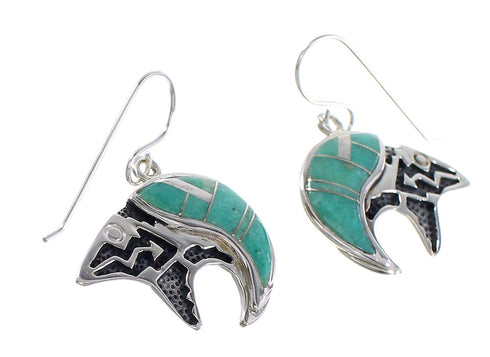 Turquoise Authentic Sterling Silver Bear And Arrow Hook Dangle Earrings AX95693