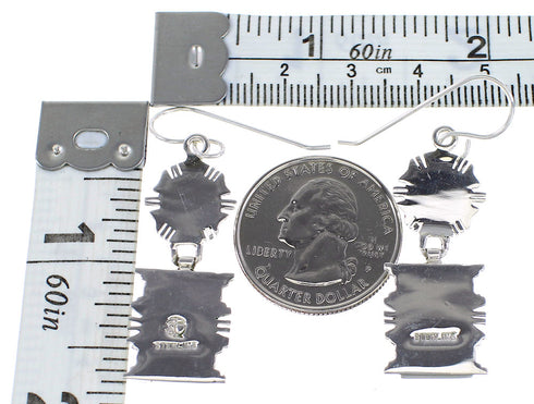 Turquoise Silver Southwest Jewelry Hook Dangle Earrings AX95727