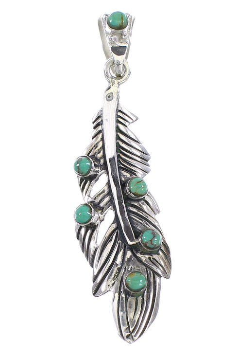 Turquoise Jewelry Sterling Silver Feather Pendant RX95255