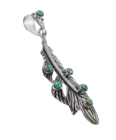 Turquoise Jewelry Sterling Silver Feather Pendant RX95255