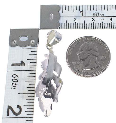 Turquoise Jewelry Sterling Silver Feather Pendant RX95255