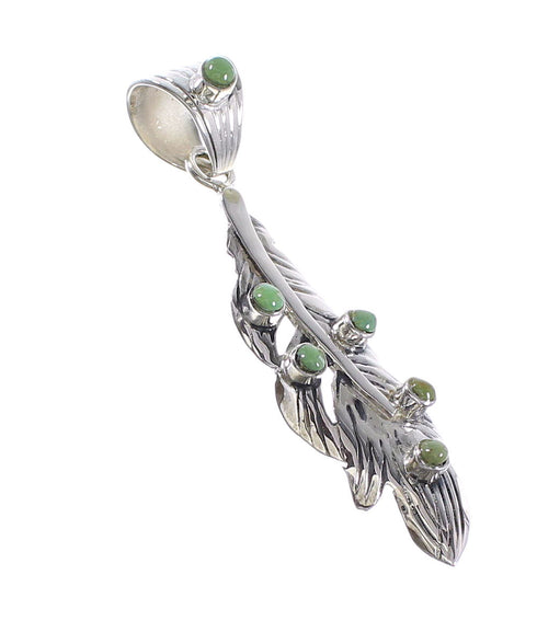 Genuine Sterling Silver Turquoise Feather Pendant RX95258