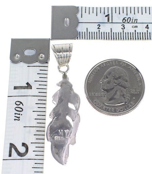 Genuine Sterling Silver Turquoise Feather Pendant RX95258