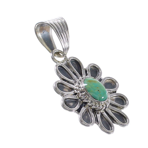 Authentic Sterling Silver And Turquoise Flower Pendant RX95280