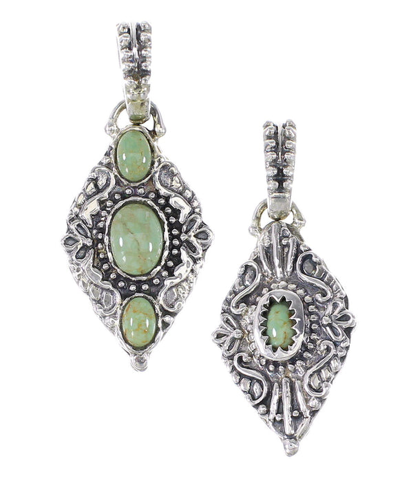 Turquoise Sterling Silver Reversible Southwest Pendant RX95395