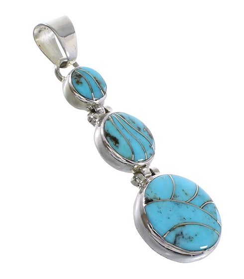 Turquoise Inlay Genuine Sterling Silver Pendant AX95251