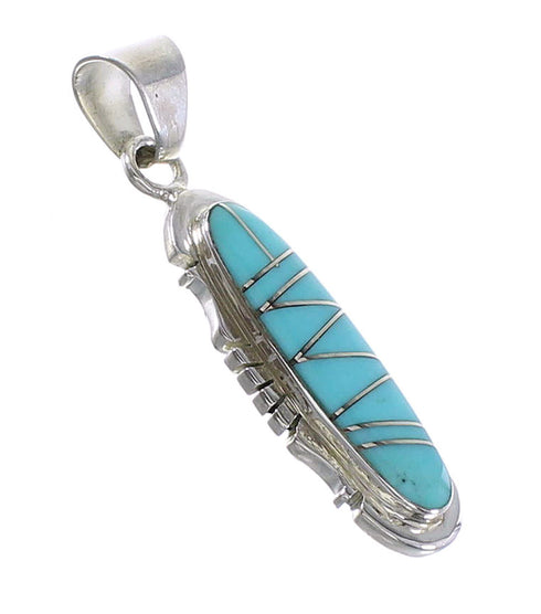 Turquoise Authenitc Sterling Silver Southwestern Pendant AX95257