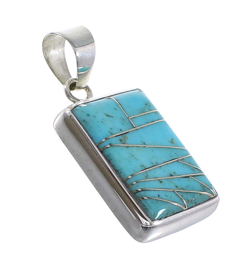 Southwest Sterling Silver Turquoise Inlay Pendant AX95279