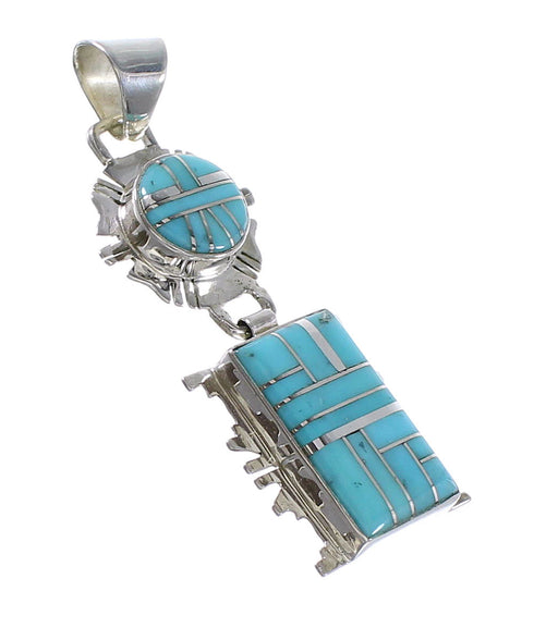 Turquoise Silver Southwestern Pendant AX95294