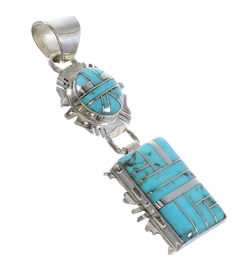 Turquoise Silver Jewelry Southwestern Pendant AX95295