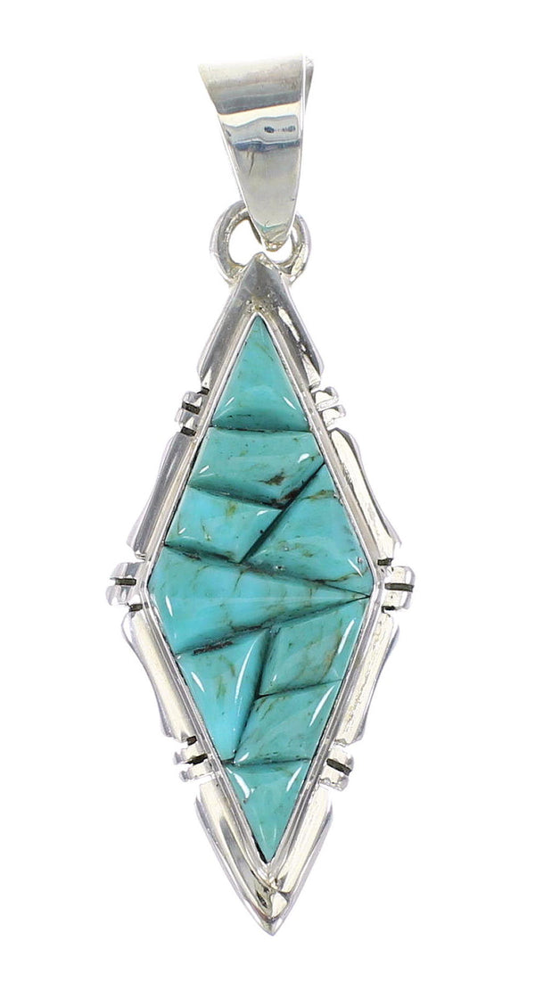 Turquoise Southwestern Jewelry Authentic Sterling Silver Pendant AX95327