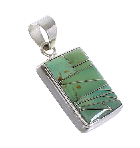 Authentic Sterling Silver Turquoise Inlay Southwestern Jewelry Pendant AX95459