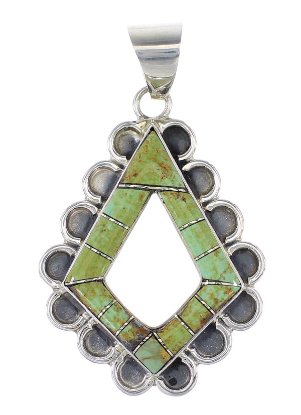 Turquoise Inlay Southwest Sterling Silver Pendant AX95492