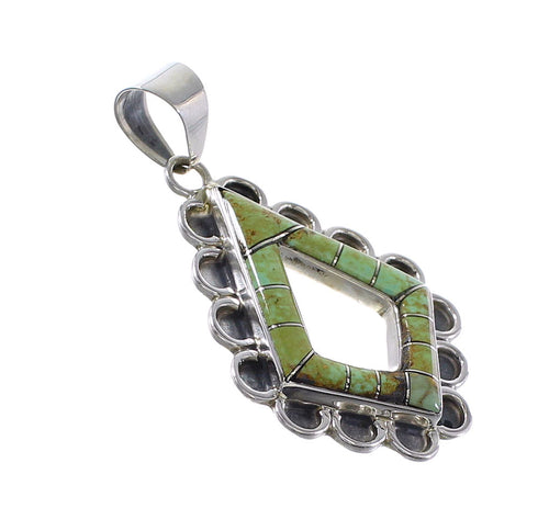 Turquoise Inlay Southwest Sterling Silver Pendant AX95492