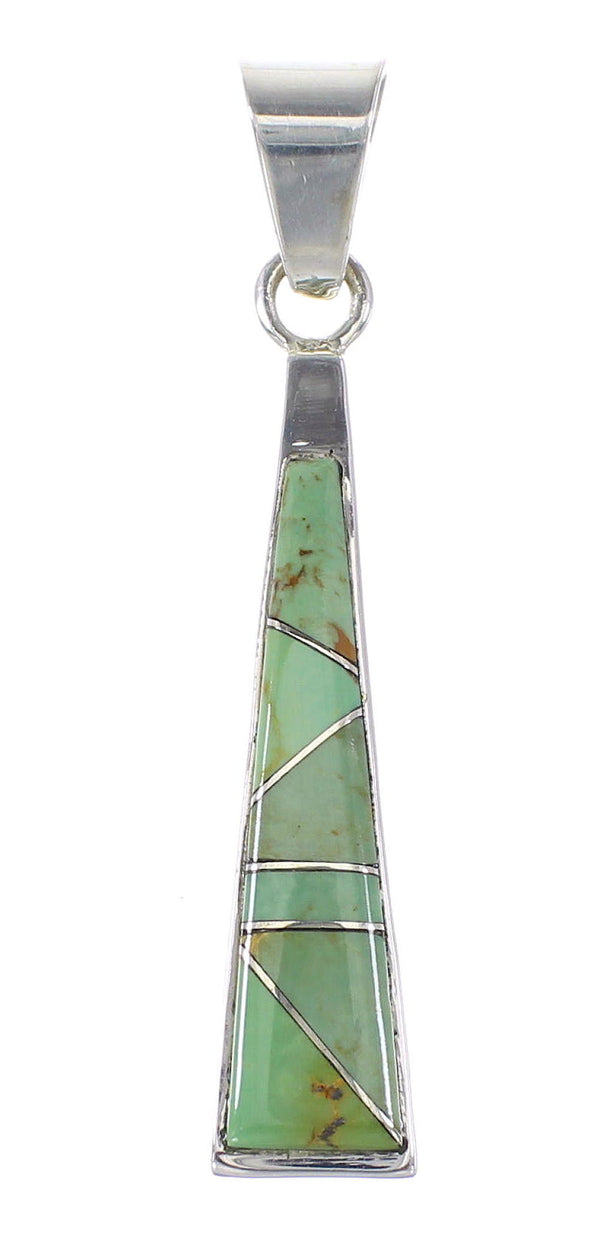 Turquoise Inlay Southwest Jewelry Genuine Sterling Silver Pendant AX95503