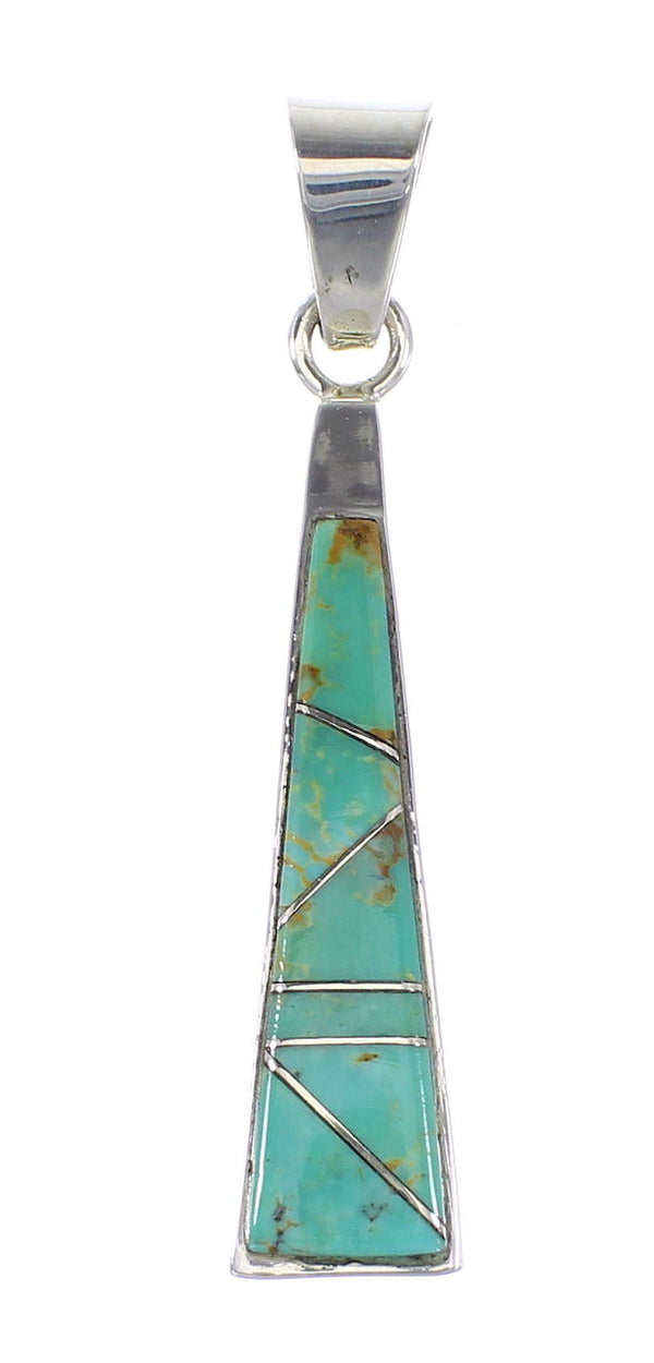 Turquoise Inlay Southwestern Jewelry Genuine Sterling Silver Pendant AX95504