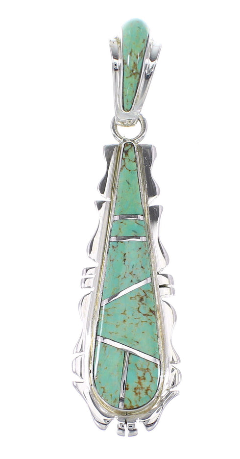 Genuine Sterling Silver Turquoise Inlay Pendant AX95513