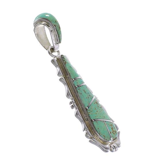 Genuine Sterling Silver Turquoise Inlay Pendant AX95513