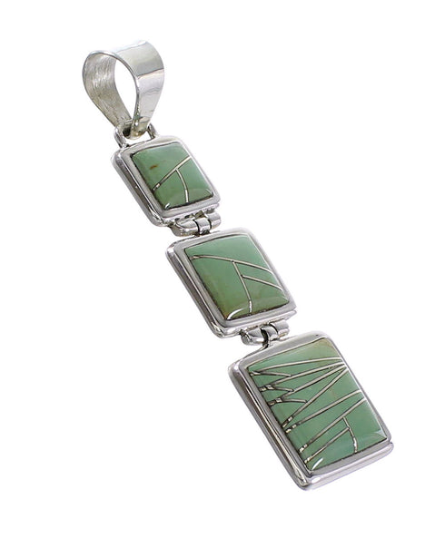 Turquoise Inlay Southwest Jewelry Sterling Silver Pendant AX95522