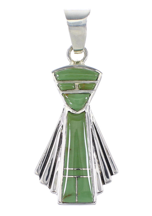 Turquoise Inlay Genuine Sterling Silver Southwestern Pendant AX95533