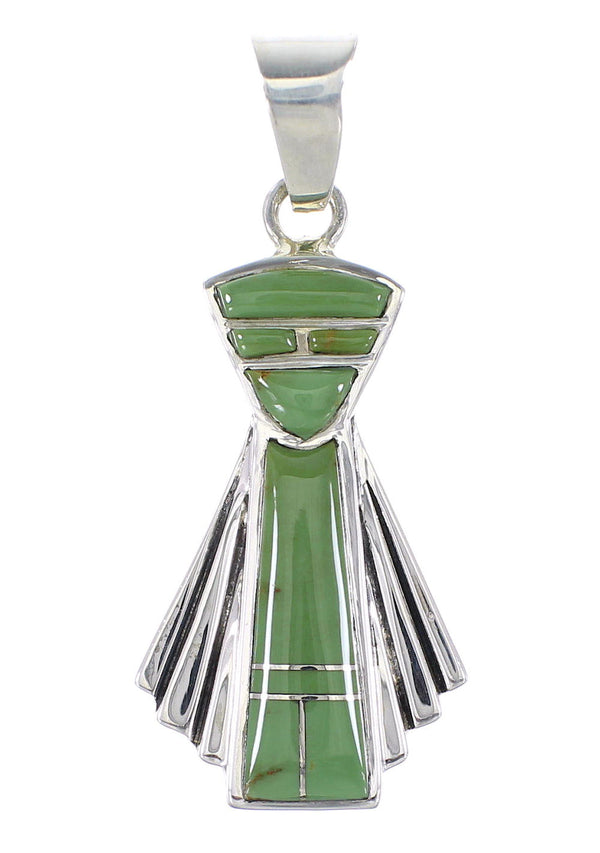 Turquoise Inlay Genuine Sterling Silver Southwestern Pendant AX95533