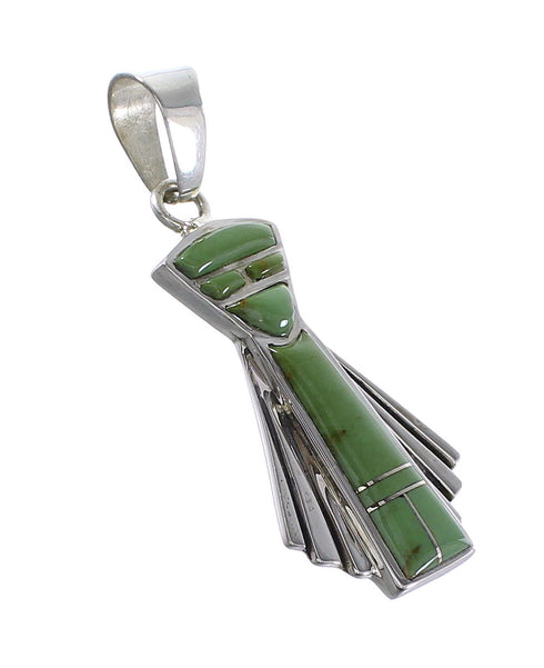 Turquoise Inlay Genuine Sterling Silver Southwestern Pendant AX95533
