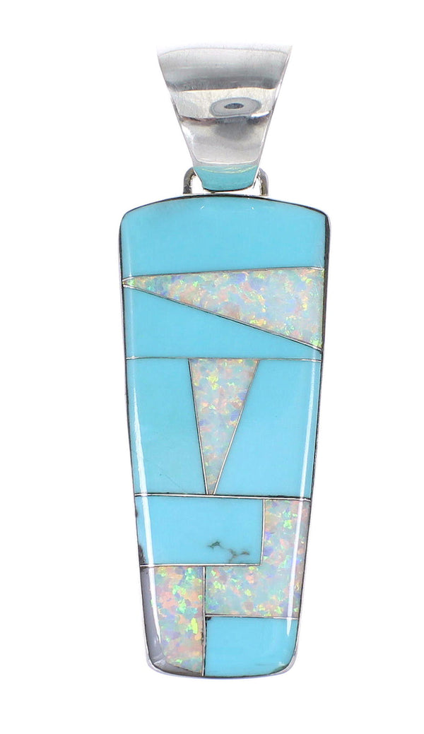 Turquoise Opal Genuine Sterling Silver Southwest Pendant RX95480