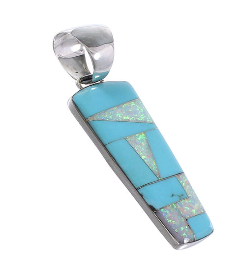 Turquoise Opal Genuine Sterling Silver Southwest Pendant RX95480